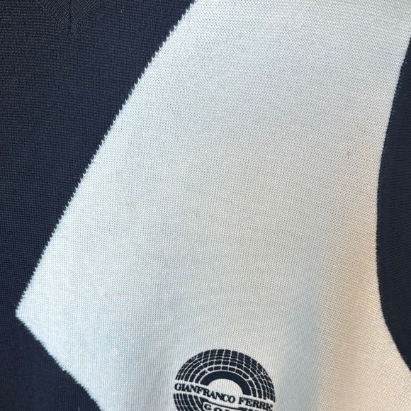 Gianfranco Ferre Black Cream Knit Golf Vest Sweater - Picture 6 of 11